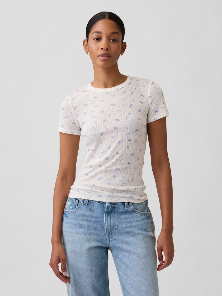 Ribbed Pointelle T-Shirt: $10.49