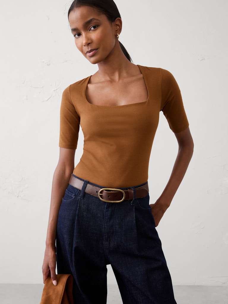 Soft Stretch Square-Neck Top: $20 Soft Stretch Square-Neck Top: $20