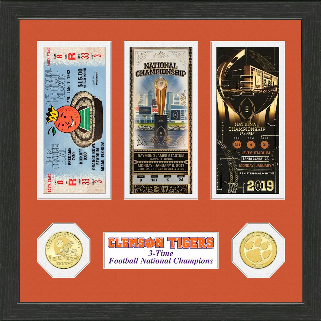 Highland Mint Clemson Tigers 12" x 12" Ticket Collection Photo Mint: $89.99 Highland Mint Clemson Tigers 12" x 12" Ticket Collection Photo Mint: $89.99