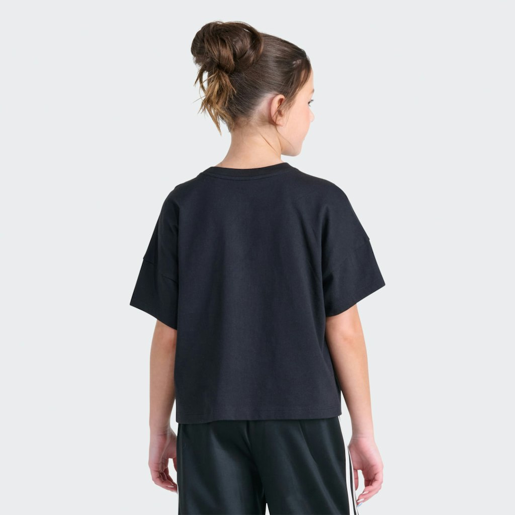 Adidas Originals Short Sleeve Glitter Trefoil Logo Tee: $28 Adidas Originals Short Sleeve Glitter Trefoil Logo Tee: $28