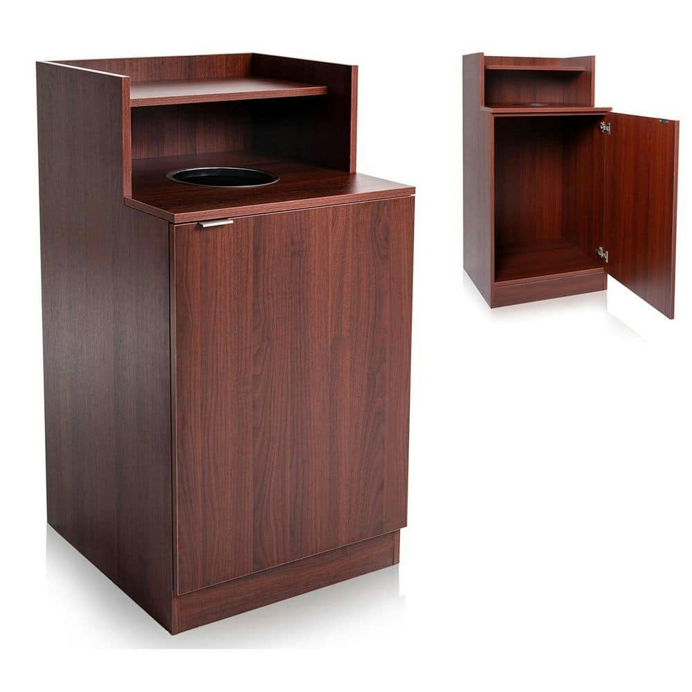32-Gallon Mahogany Wooden Tray Top Commercial Trash Can Enclosure 2-Pack: $629 32-Gallon Mahogany Wooden Tray Top Commercial Trash Can Enclosure 2-Pack: $629