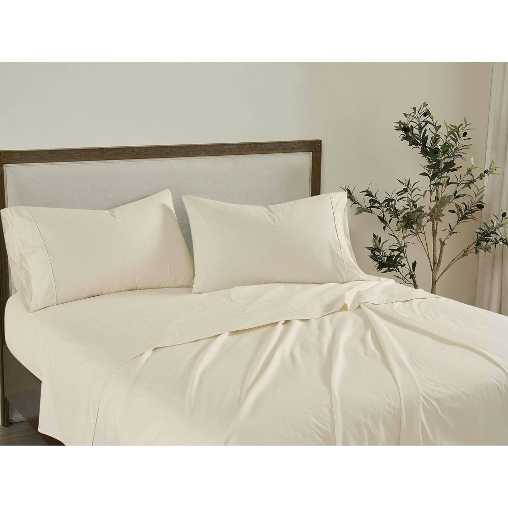 Brooklyn Loom Twin XL Solid Cotton Percale Sheet Set: $59.99