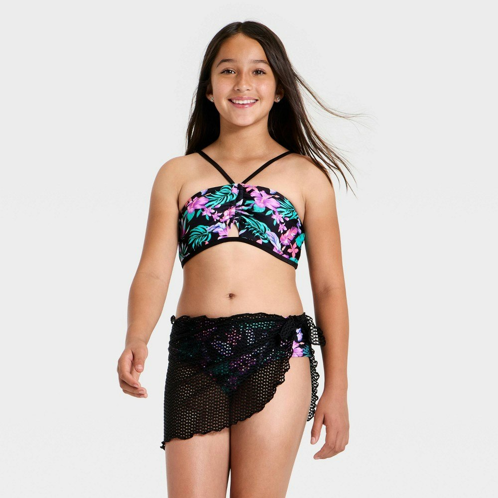 Art Class Girls' Tropical Floral Bikini and Sarong Set XL: $26 Art Class Girls' Tropical Floral Bikini and Sarong Set XL: $26