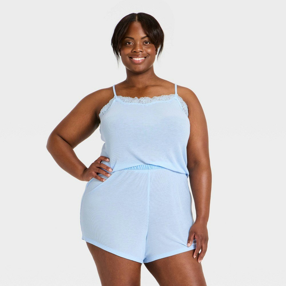 Auden Women's Lace Trim Ribbed Tank Top and Shorts Pajama Set: $25 Auden Women's Lace Trim Ribbed Tank Top and Shorts Pajama Set: $25
