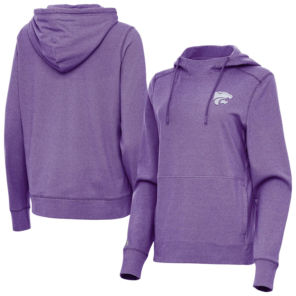 Women's Kansas State Wildcats Antigua Heather Purple Justice Pullover Hoodie: $95.99