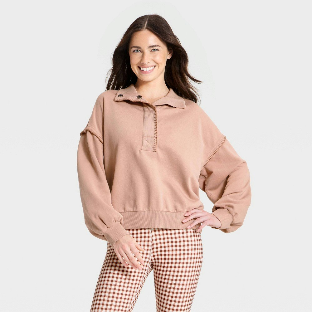 JoyLab Women's French Terry Henley Sweatshirt: $35