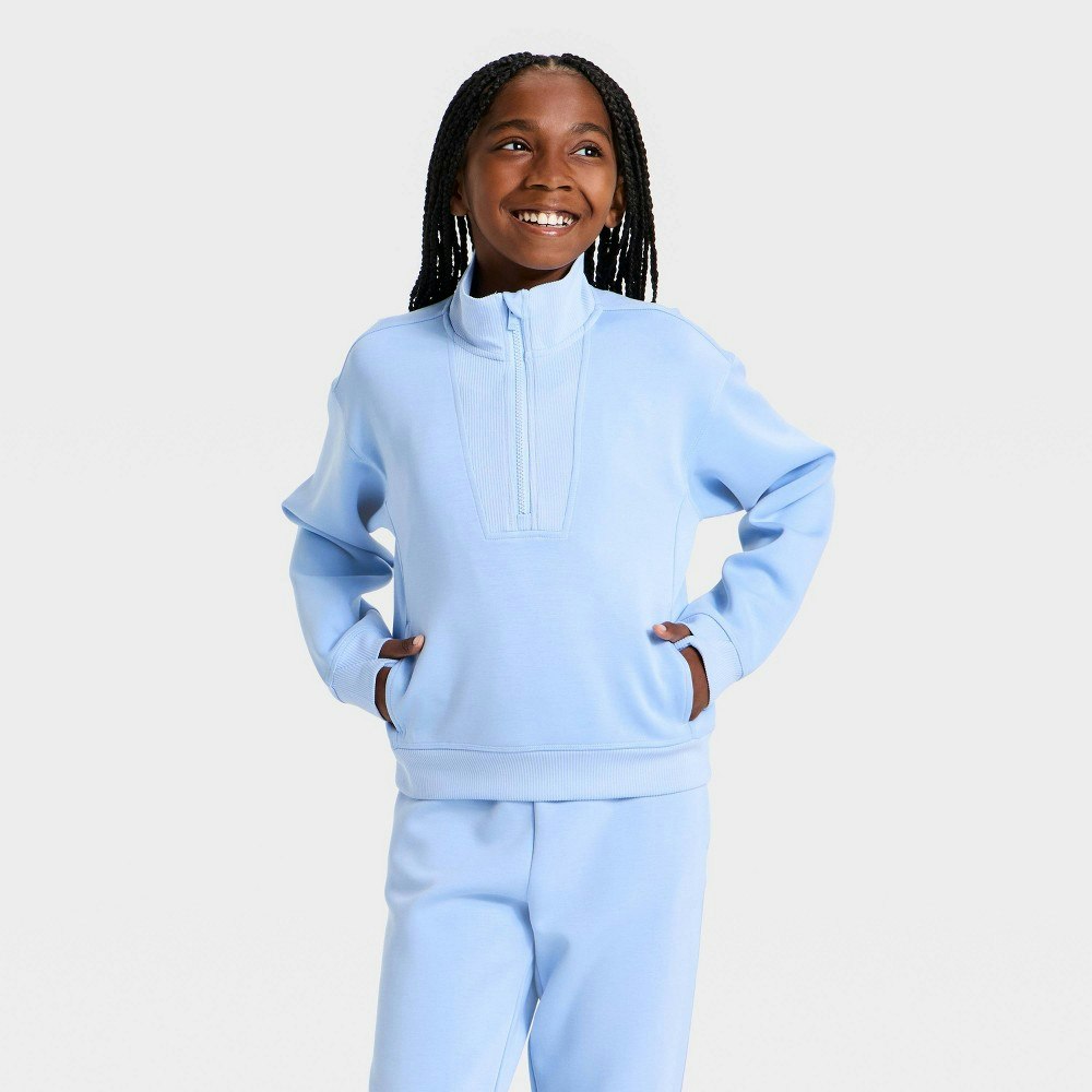 All In Motion Girls' Airy Sleek 1/2 Zip Pullover Sweatshirt: $20 All In Motion Girls' Airy Sleek 1/2 Zip Pullover Sweatshirt: $20