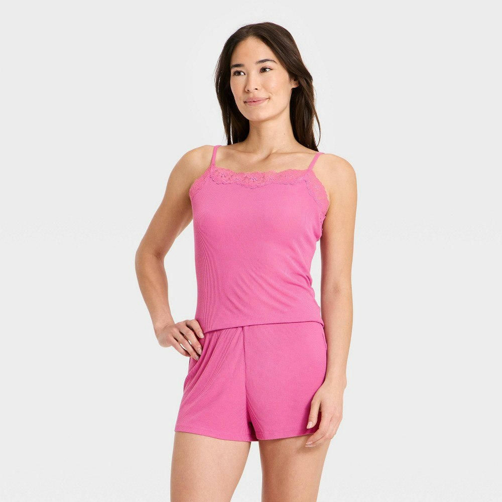 Auden Women's Lace Trim Ribbed Pajama Set: $25 Auden Women's Lace Trim Ribbed Pajama Set: $25