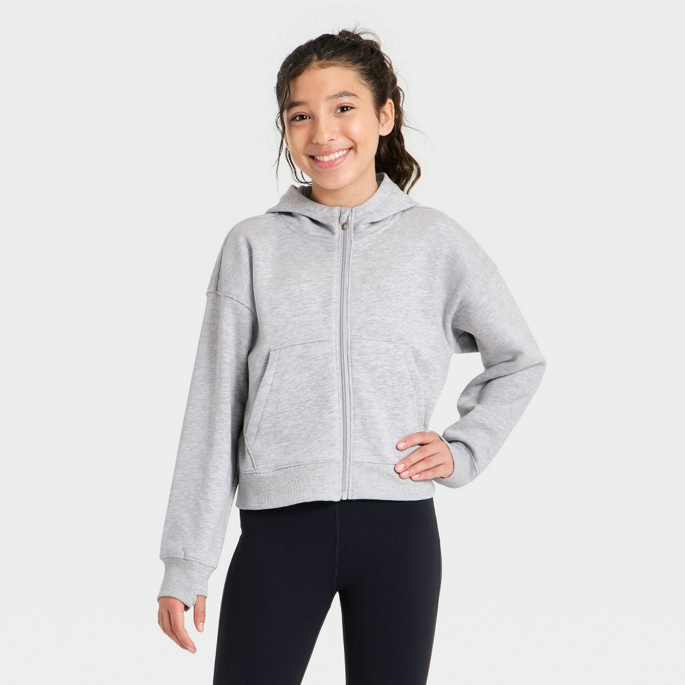 All in Motion Girls' Fleece Zip-Up Hoodie: $15 All in Motion Girls' Fleece Zip-Up Hoodie: $15