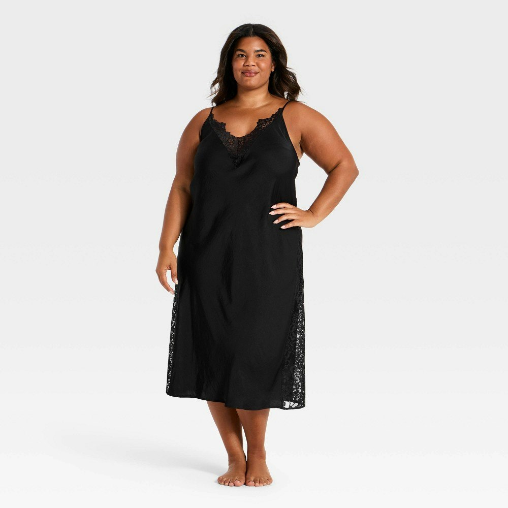 Auden Women's Lace Trim Satin Chemise: $30