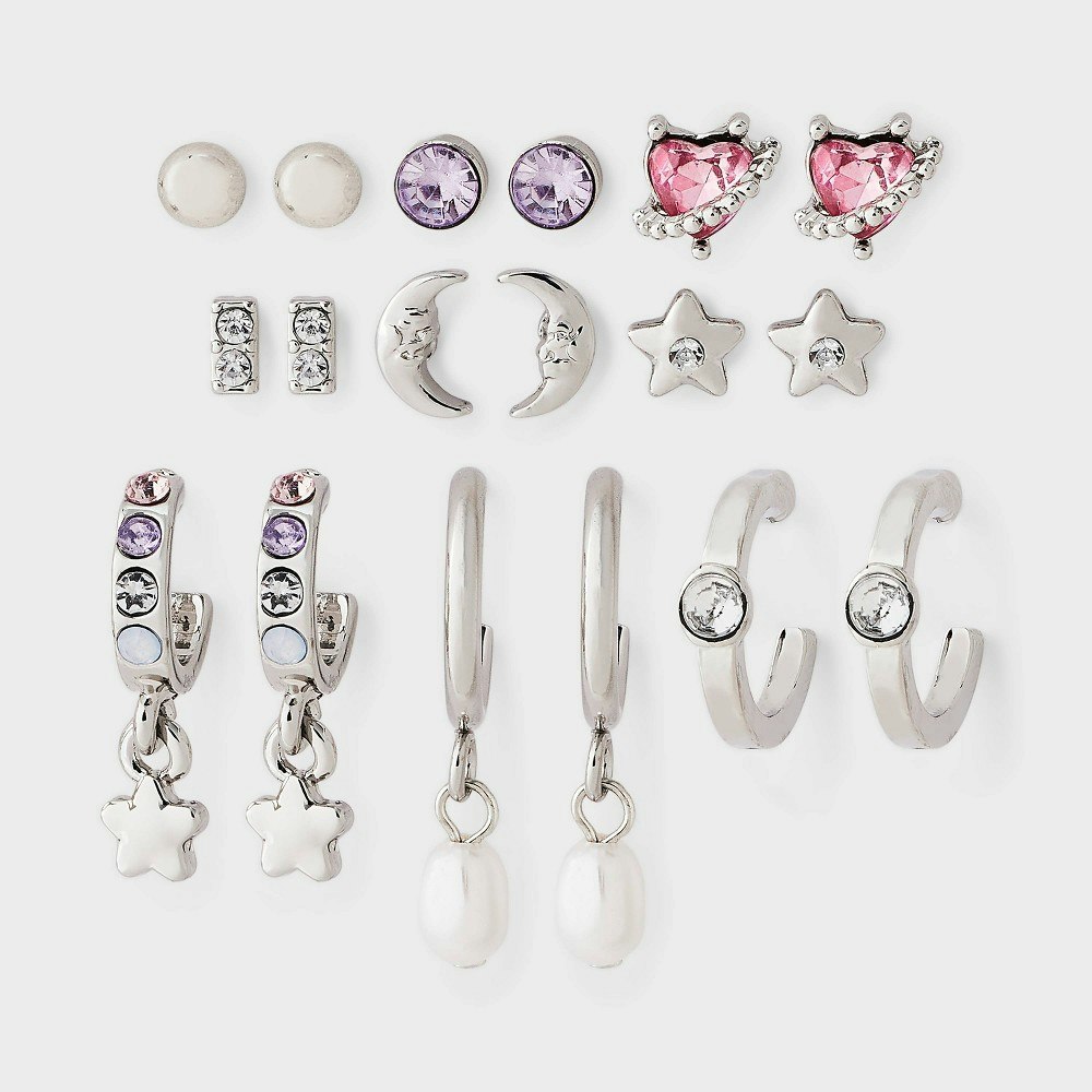 Art Class Moon and Star Stud and Hoop Earring Set 9-Pack: $6