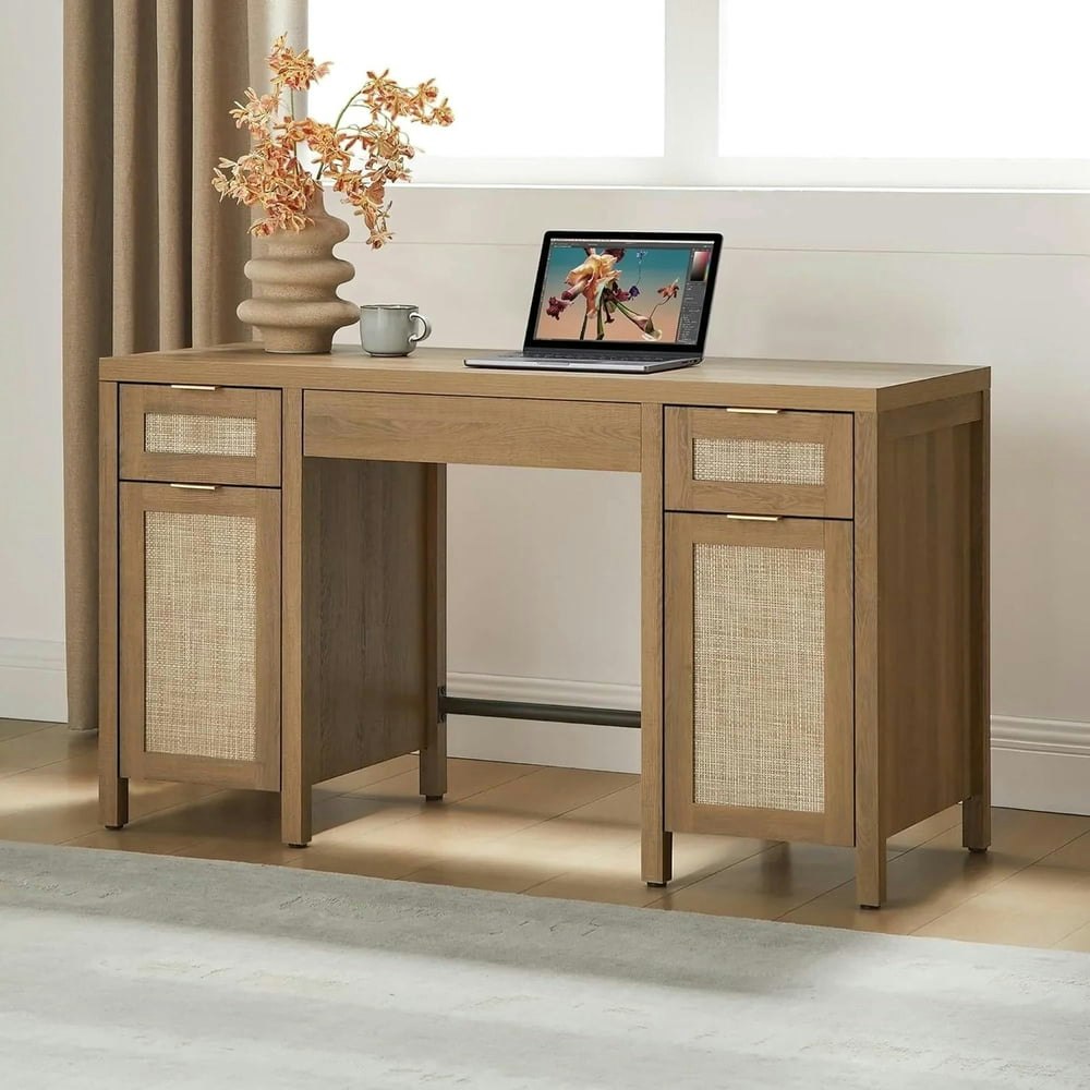 Sicotas 52-Inch Rattan Executive Desk: $179.99 Sicotas 52-Inch Rattan Executive Desk: $179.99