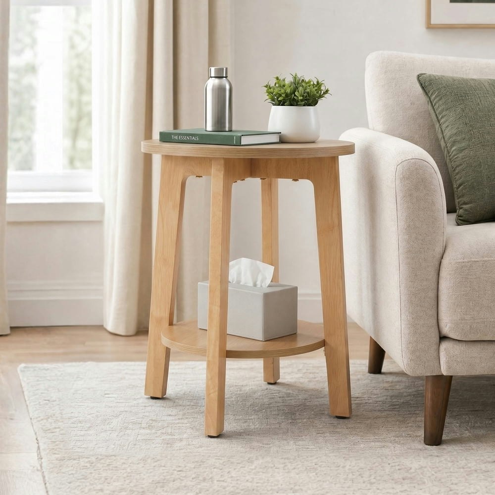 Edx Round 2-Tier Wood End Table: $30.99 Edx Round 2-Tier Wood End Table: $30.99