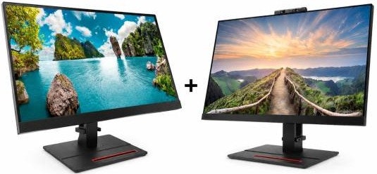 Refurb Lenovo ThinkVision T24i & T24v 23.8" Dual Monitor Setup w/ Webcam: $180