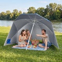 Costway 2-in-1 Beach Shelter Umbrella w/ 2 Side Panels & Sand Anchor for $40 + free shipping