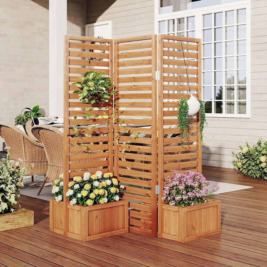 Costway 3-Panel Privacy Screen w/ 2 Self-Draining Planter Boxes: $150