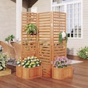 Costway 3-Panel Privacy Screen w/ 2 Self-Draining Planter Boxes for $150 + free shipping