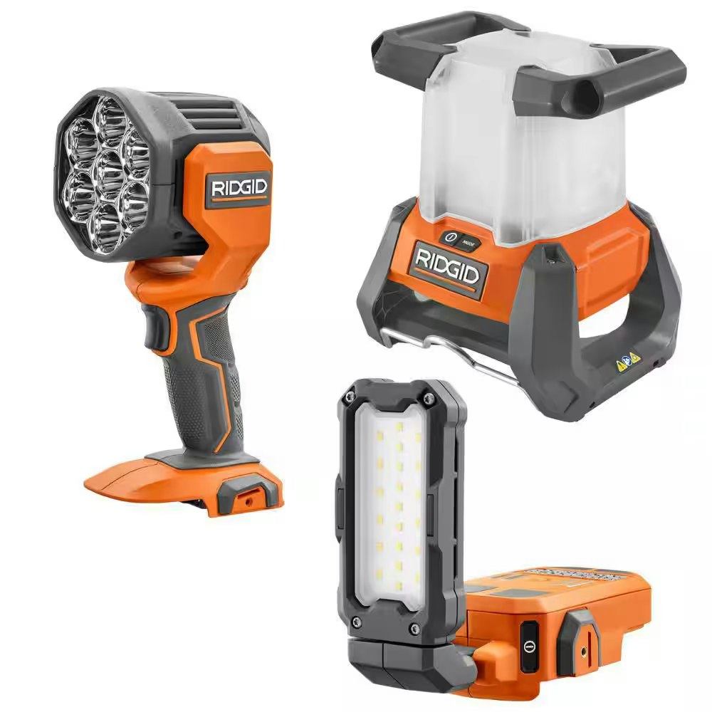 Ridgid 18V Cordless 3-Tool Lighting Combo Kit (Tools Only): $129