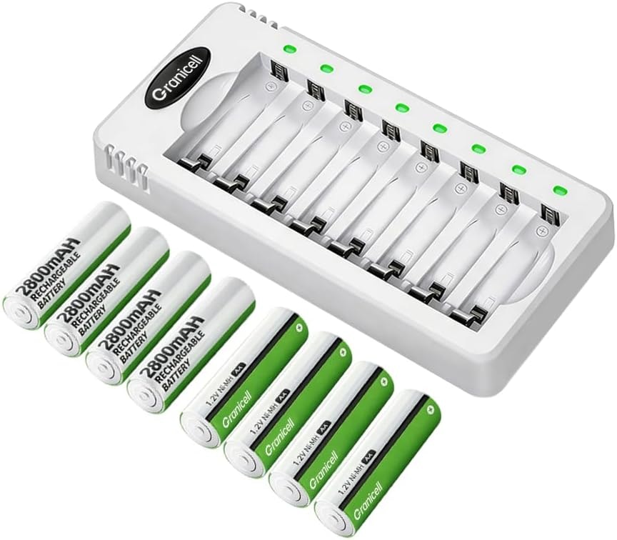 Granicell Rechargeable AA Batteries 8-Pack with Charger : $9.92