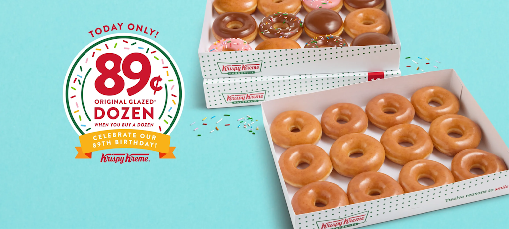 Krispy Kreme Original Glazed Dozen: 89 cents when you buy another dozen