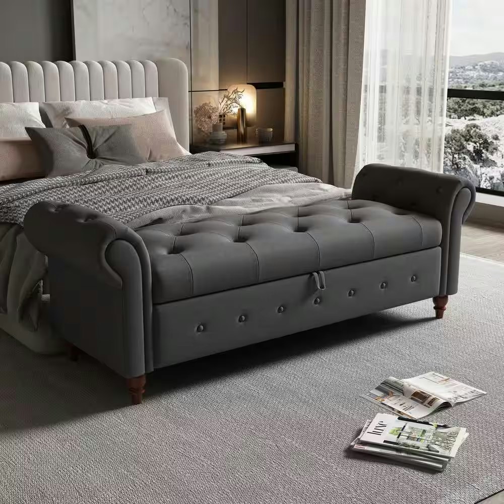 Harper & Bright Designs Tufted Armed Storage Bedroom Bench: $195