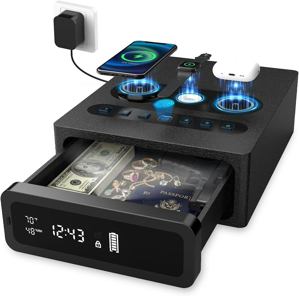 ZCF Mate Biometric Safe with Wireless Charging Station: $87.99