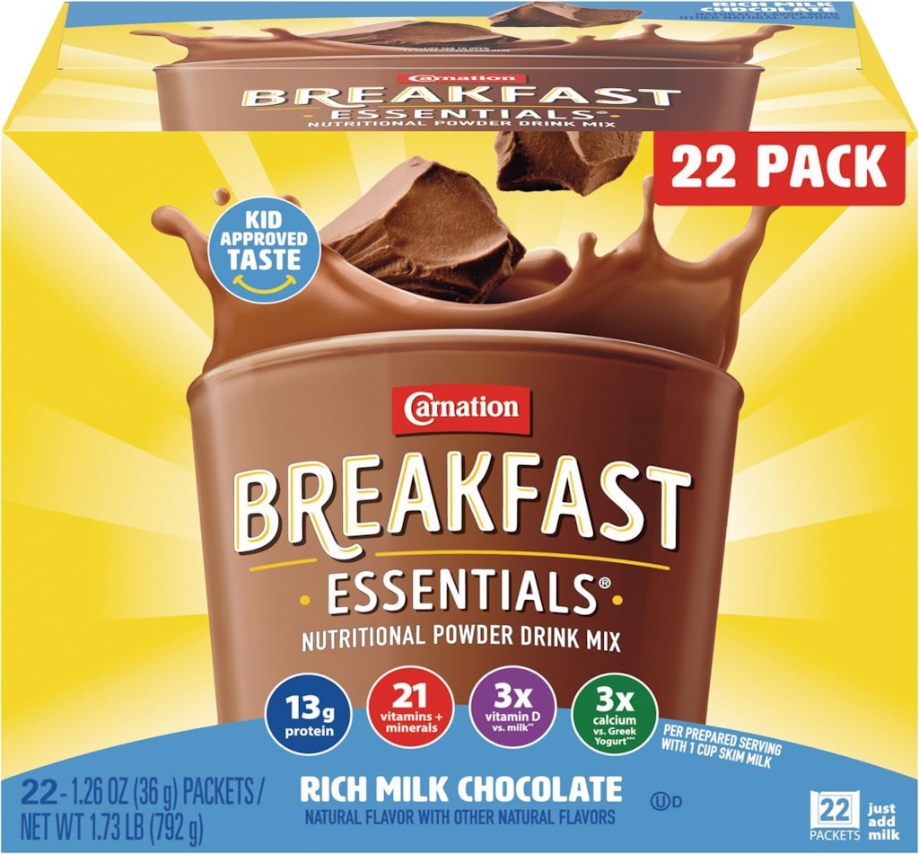 Carnation Breakfast Essentials 22-Count Rich Milk Chocolate Powder Drink Mix: $9.47 w/ Sub & Save
