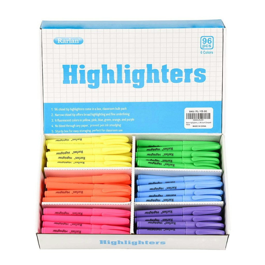Rarlan 96-Count Chisel Tip Highlighters: $16