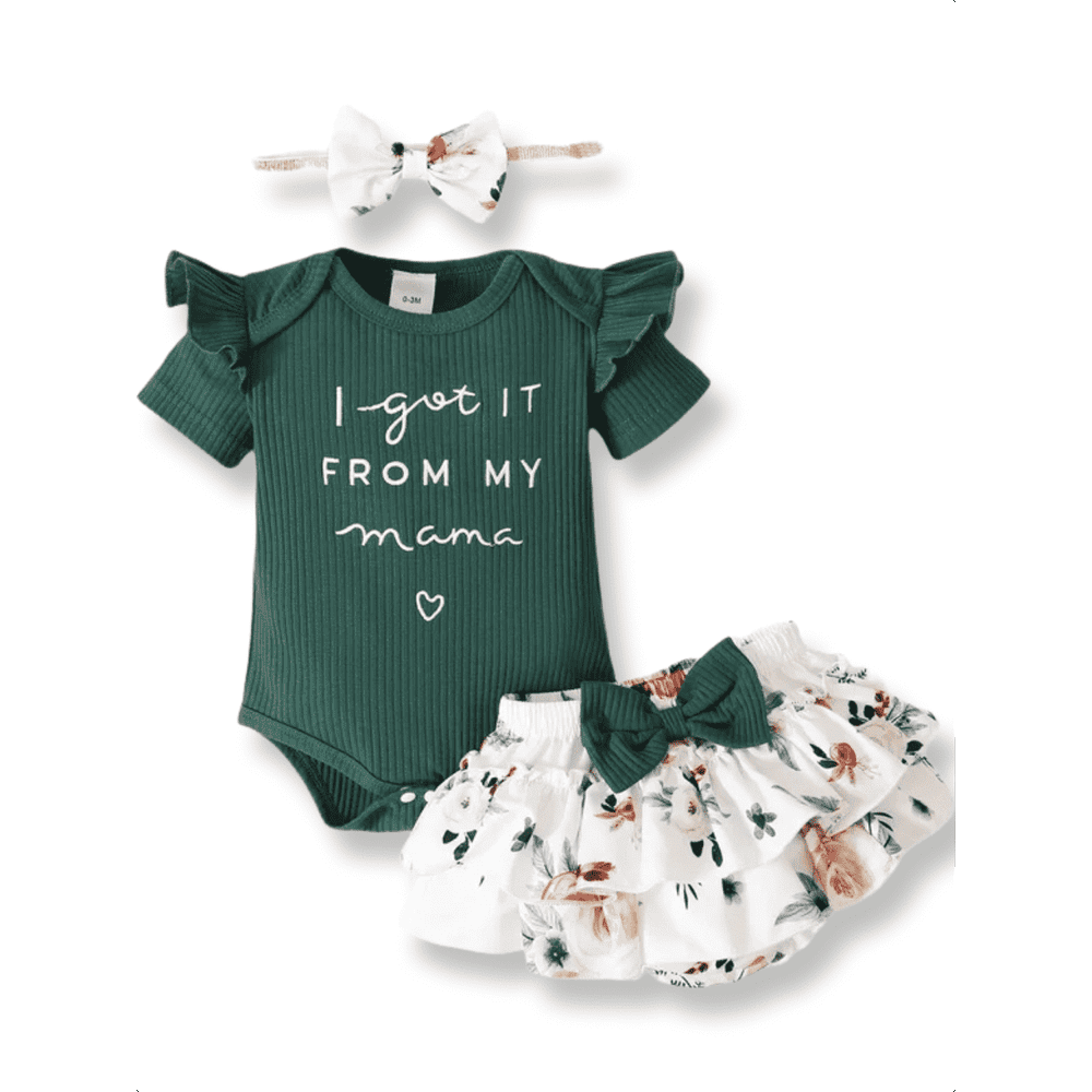 PatPat Baby Girl Romper, Shorts, and Headband Set 3-Piece: $13.93