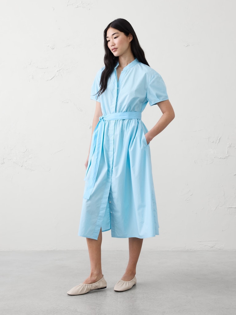 Poplin Midi Shirtdress: $109.97