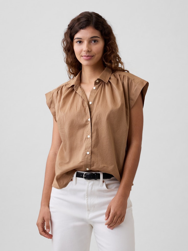 Collared Cap-Sleeve Shirt: $23.99 Collared Cap-Sleeve Shirt: $23.99