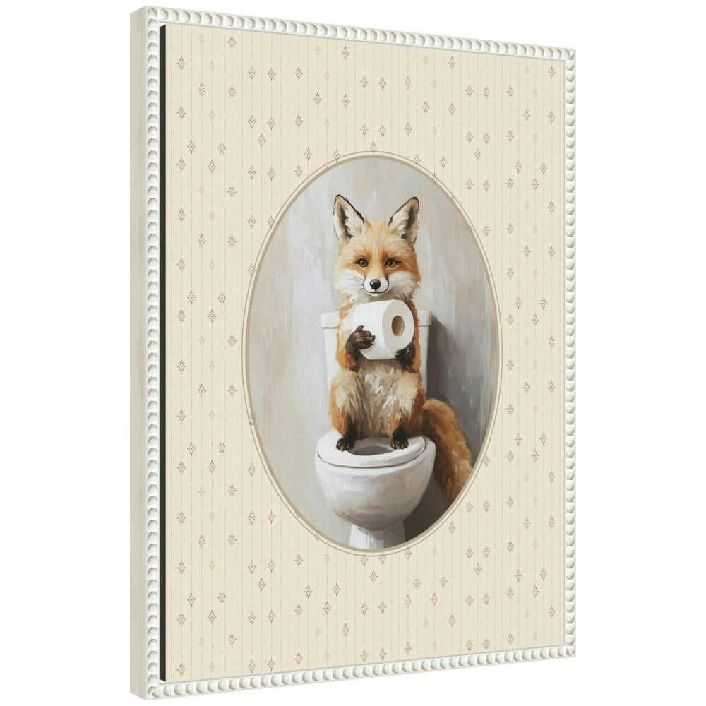 Sylvie "Cute Fox and Toilet Paper" 24" x 18" Framed Canvas Art Print: $64.99