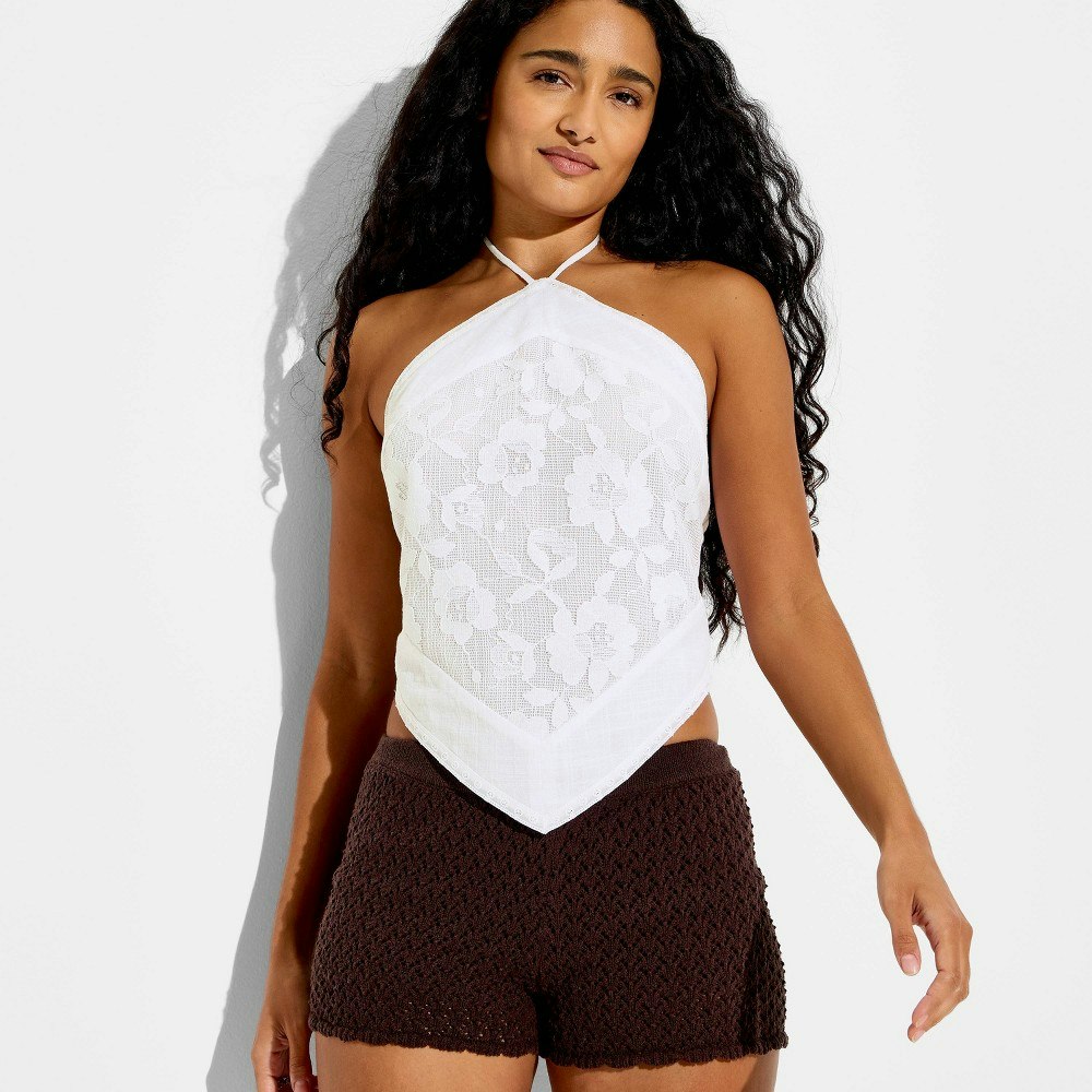 Wild Fable Women's Lace Inset Scarf Halter Top: $25