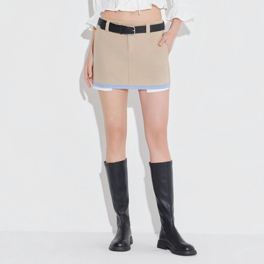 Wild Fable Women's Contrast Check Paneled Mini Skirt: $35