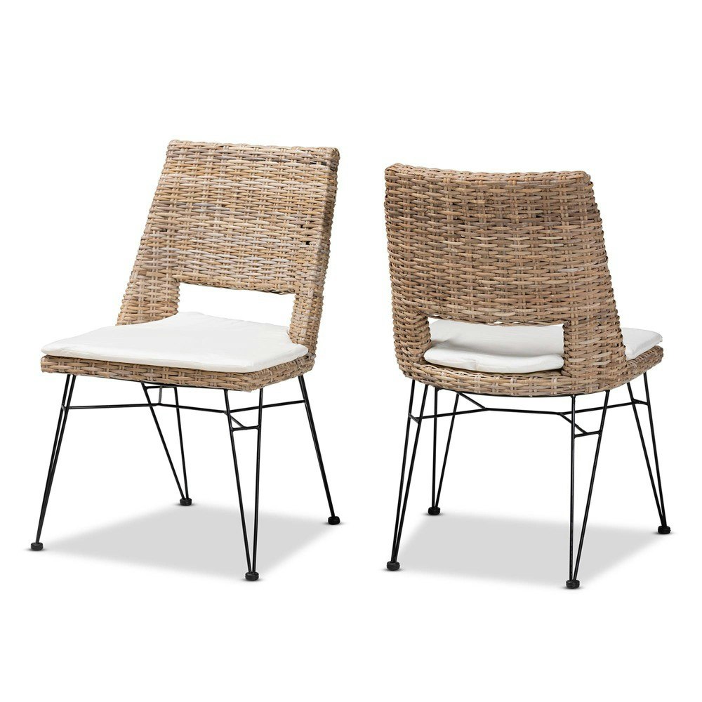 Nafaro Rattan and Metal Dining Chair with Cushion 2-Pack: $379.99 Nafaro Rattan and Metal Dining Chair with Cushion 2-Pack: $379.99