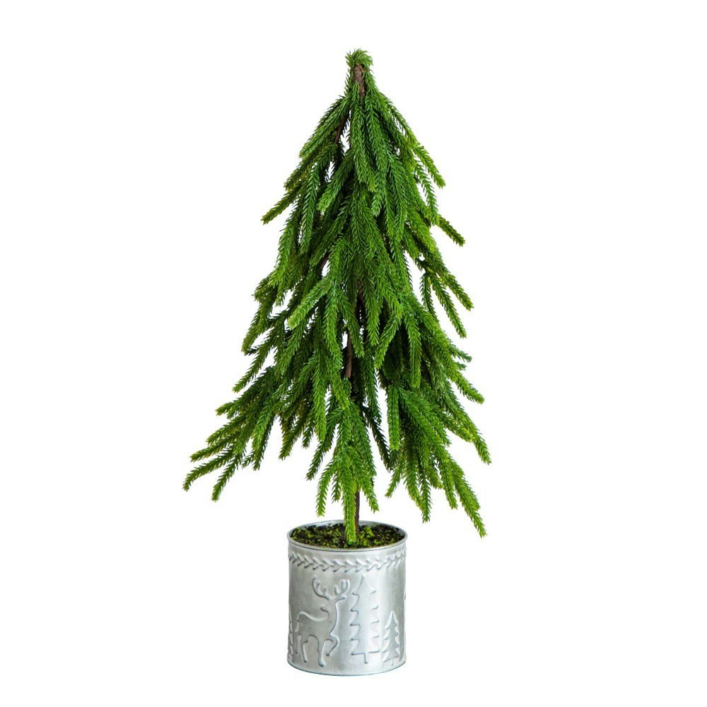 Nearly Natural 20-Inch Artificial Norfolk Island Pine in Christmas Tin Planter: $19.99 Nearly Natural 20-Inch Artificial Norfolk Island Pine in Christmas Tin Planter: $19.99
