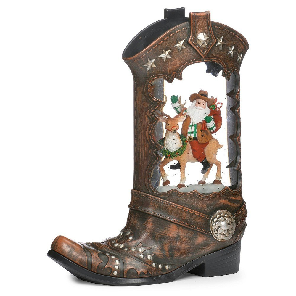 Roman Lit Swirl Boot Santa and Deer Christmas Figurine: $71.99 Roman Lit Swirl Boot Santa and Deer Christmas Figurine: $71.99