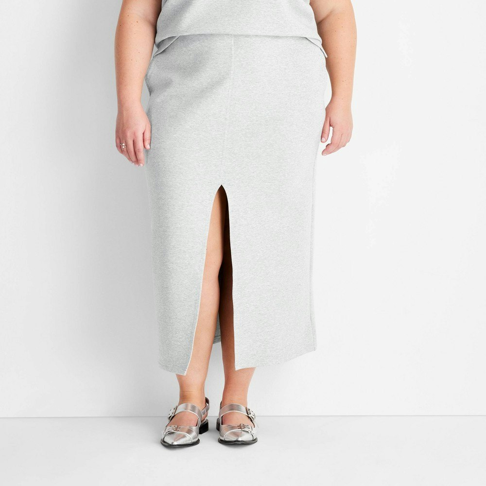 Women's Front Slit Fleece Midi Skirt: $30