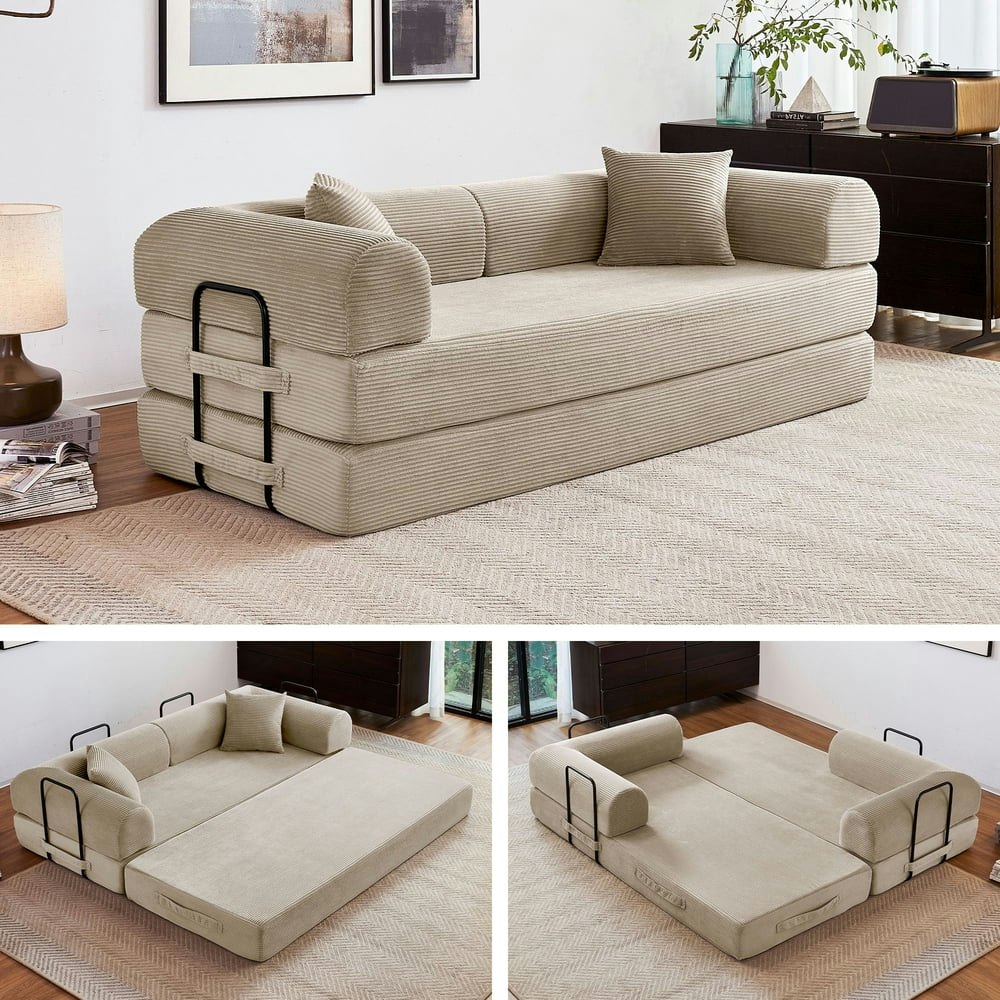 79-inch 5-in-1 Folding Convertible Corduroy Sofa Bed: $299 79-inch 5-in-1 Folding Convertible Corduroy Sofa Bed: $299