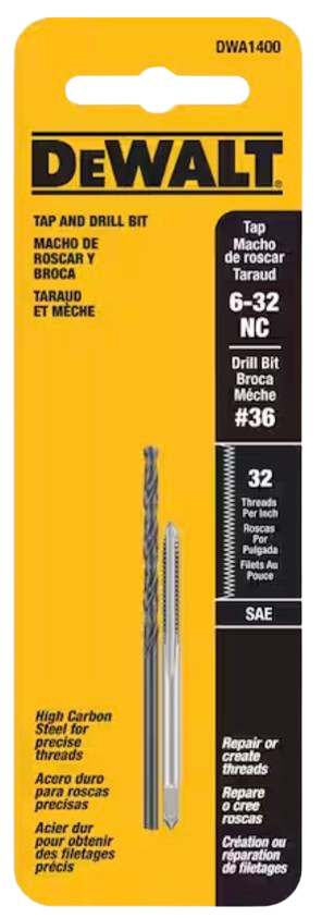 DeWalt Black Oxide Drill Bit & 6" NC Steel Tap Set: $1.45 DeWalt Black Oxide Drill Bit & 6" NC Steel Tap Set: $1.45