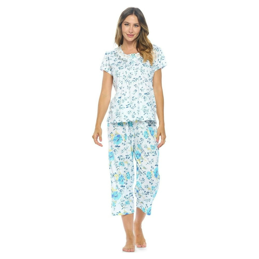 Casual Nights Women's Embroidered Floral Capri Pajama Set: $26.99 Casual Nights Women's Embroidered Floral Capri Pajama Set: $26.99