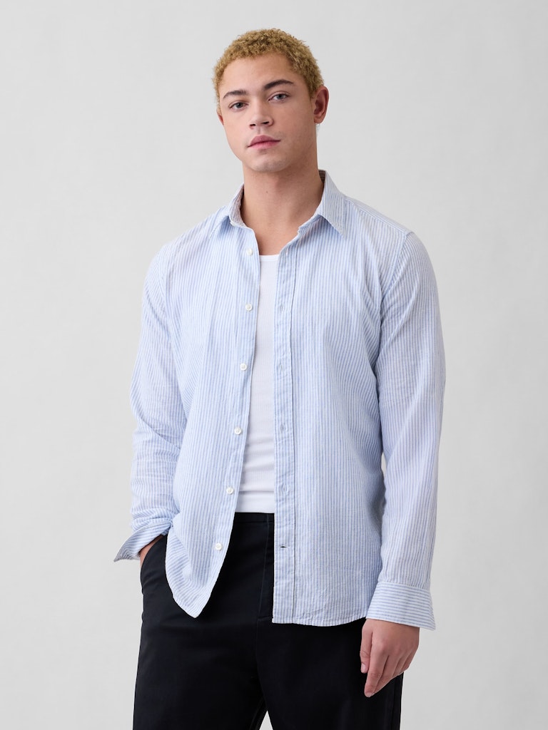 Linen-Blend Standard Fit Shirt: $27.99