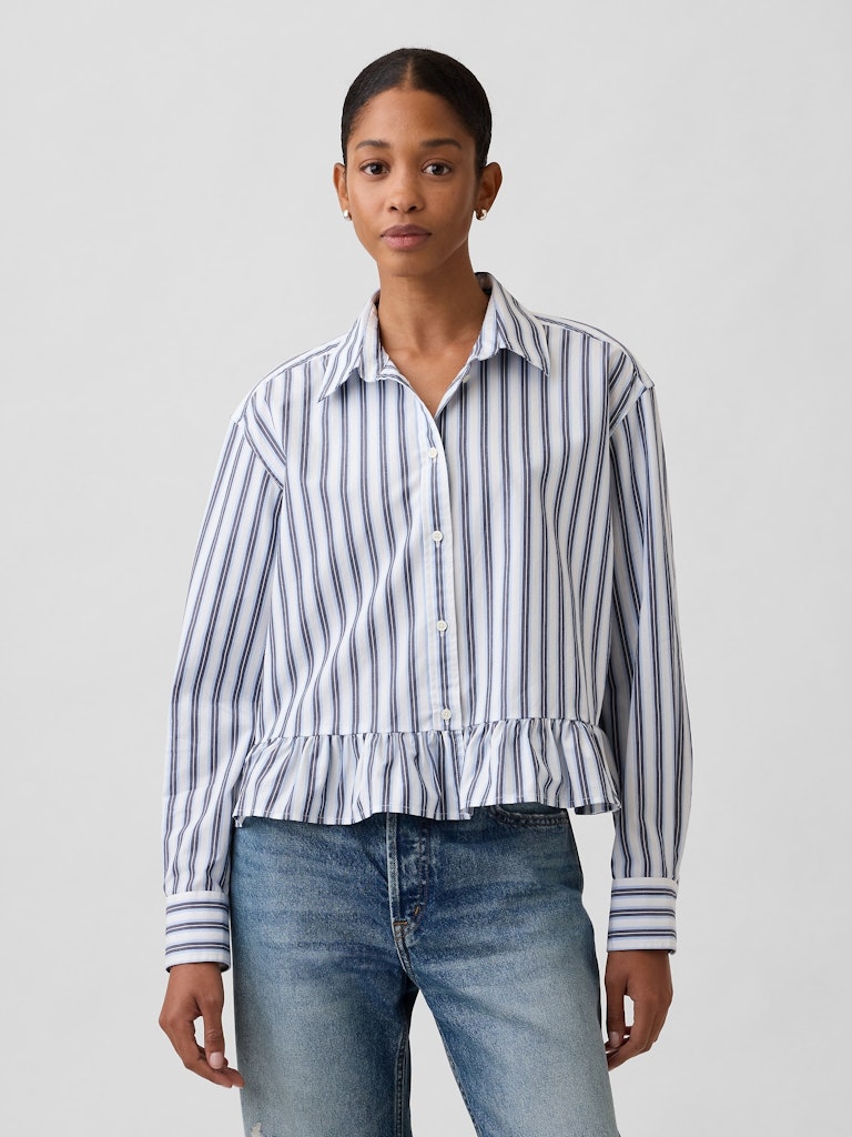 Relaxed Cropped Ruffle Shirt: $34.99 Relaxed Cropped Ruffle Shirt: $34.99