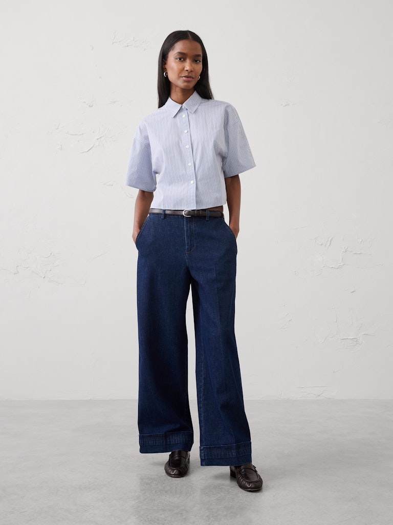 Wide-Leg Mid-Rise Cuffed Jeans: $60 Wide-Leg Mid-Rise Cuffed Jeans: $60