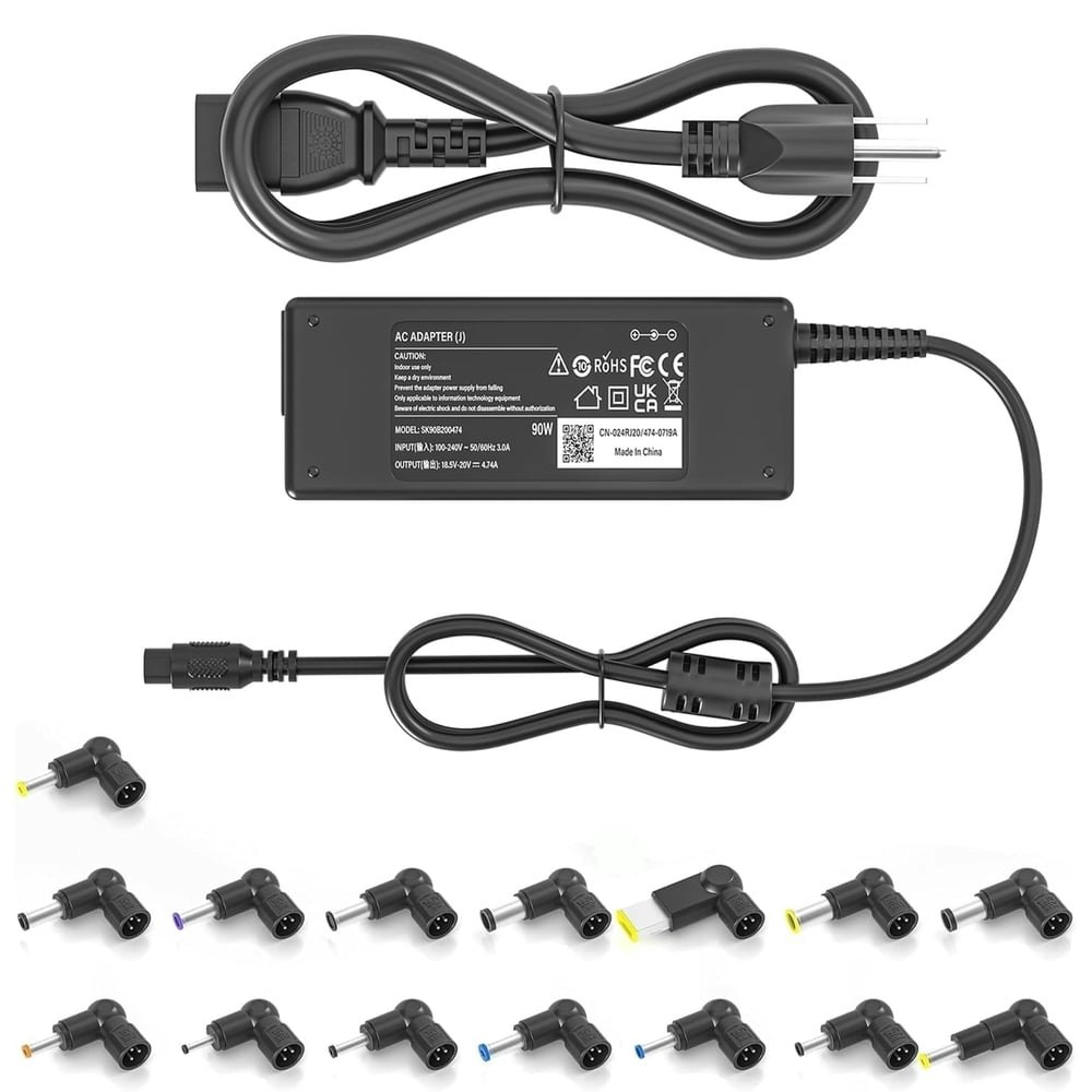 90W Universal Laptop Charger with 15 Connectors: $19.99