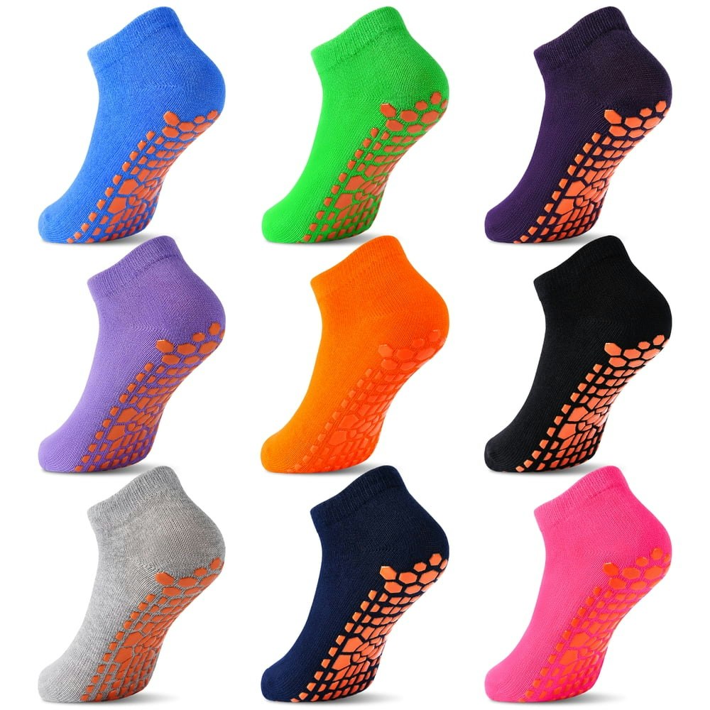 Kids Non-Slip Trampoline Ankle Socks 9-Pack: $10 Kids Non-Slip Trampoline Ankle Socks 9-Pack: $10