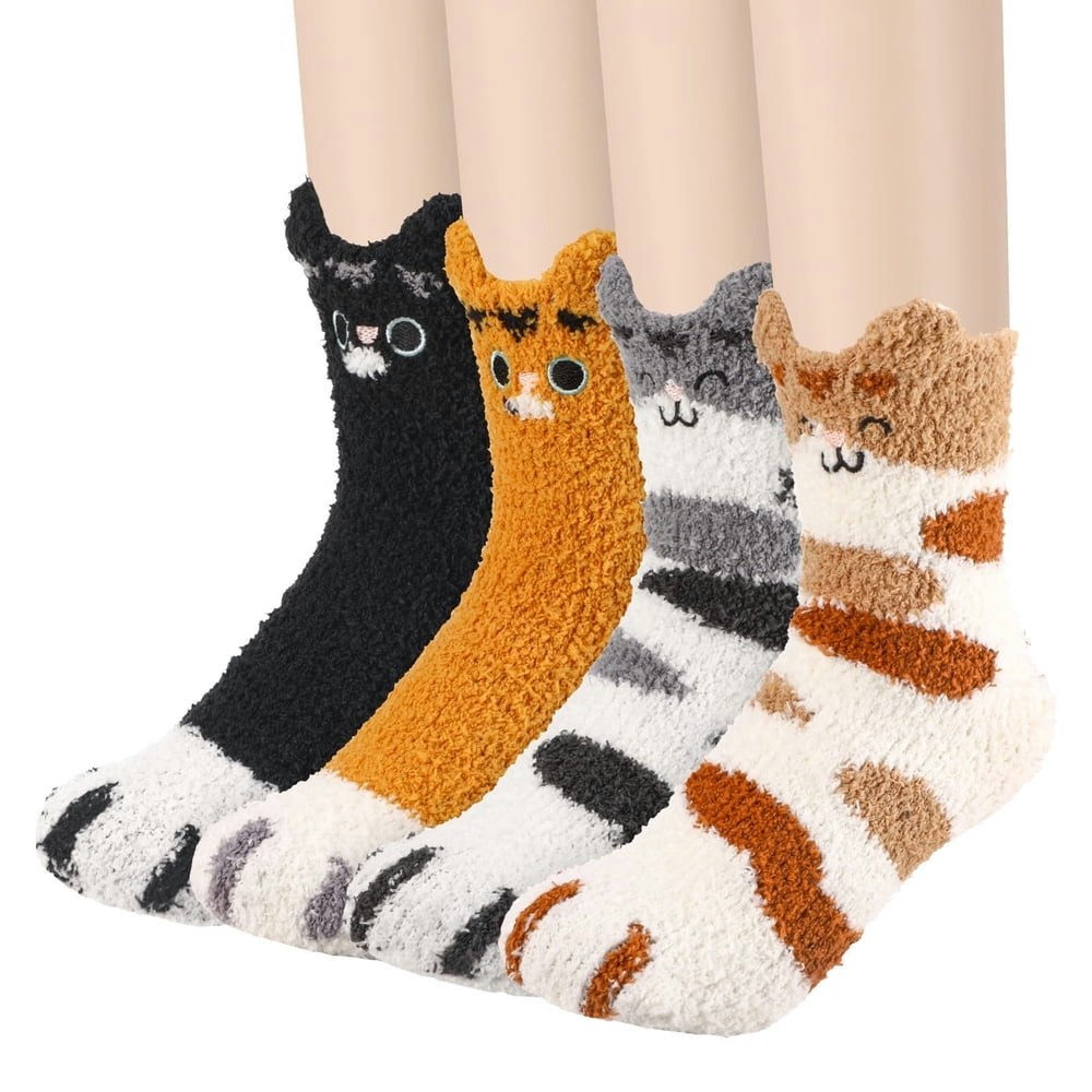Bocaoying Fuzzy Cat Claw Socks 4-Pack: $10 Bocaoying Fuzzy Cat Claw Socks 4-Pack: $10