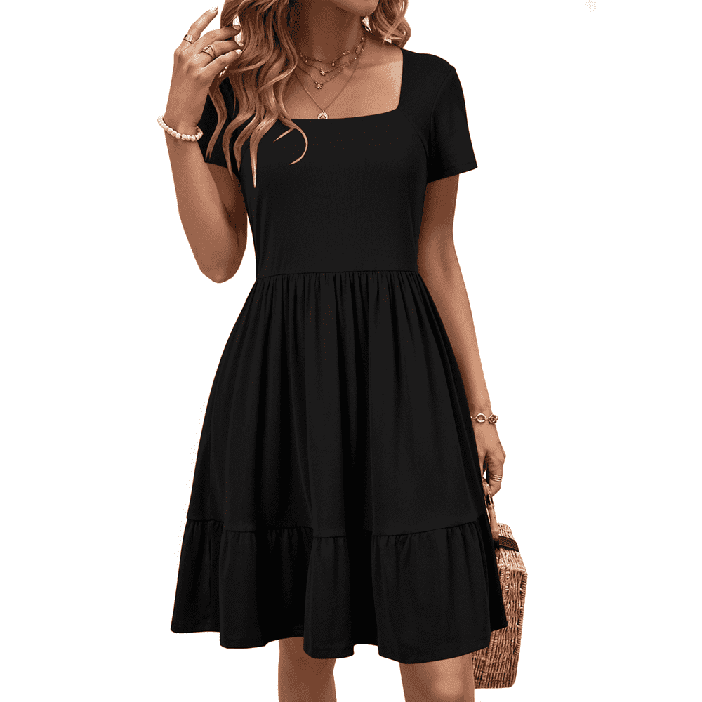 Somer Women's Square Neck Ruffle Midi Dress: $14.79 Somer Women's Square Neck Ruffle Midi Dress: $14.79