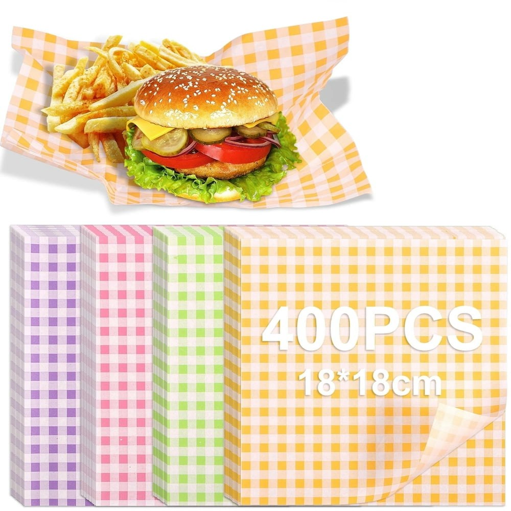 Hvxrjkn 7-inch x 7-inch Plaid Wax Paper Sheets 400-Pack: $12.99
