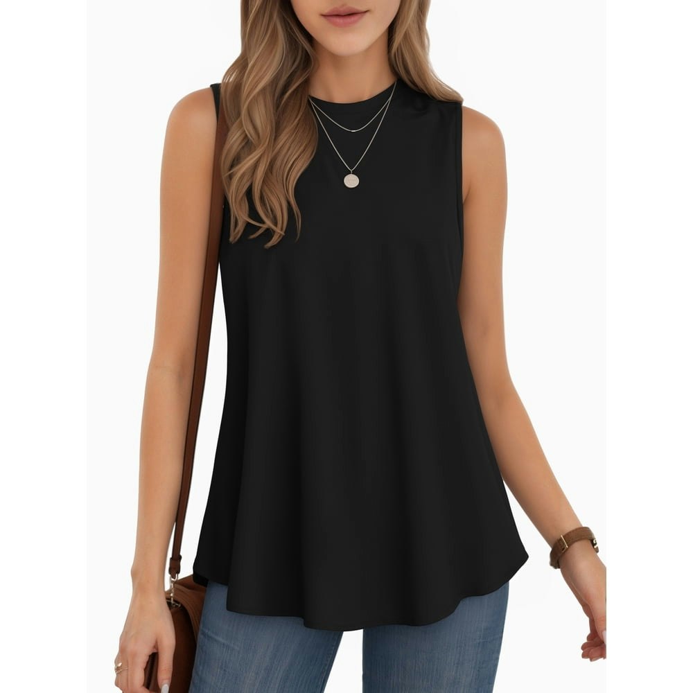 Moyiko Women's Sleeveless Crew Neck Tunic Tank Top: $13.98 Moyiko Women's Sleeveless Crew Neck Tunic Tank Top: $13.98